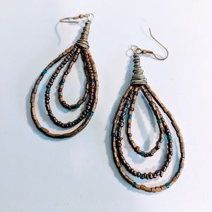 Handmade Beaded Triple Hoop Earrings